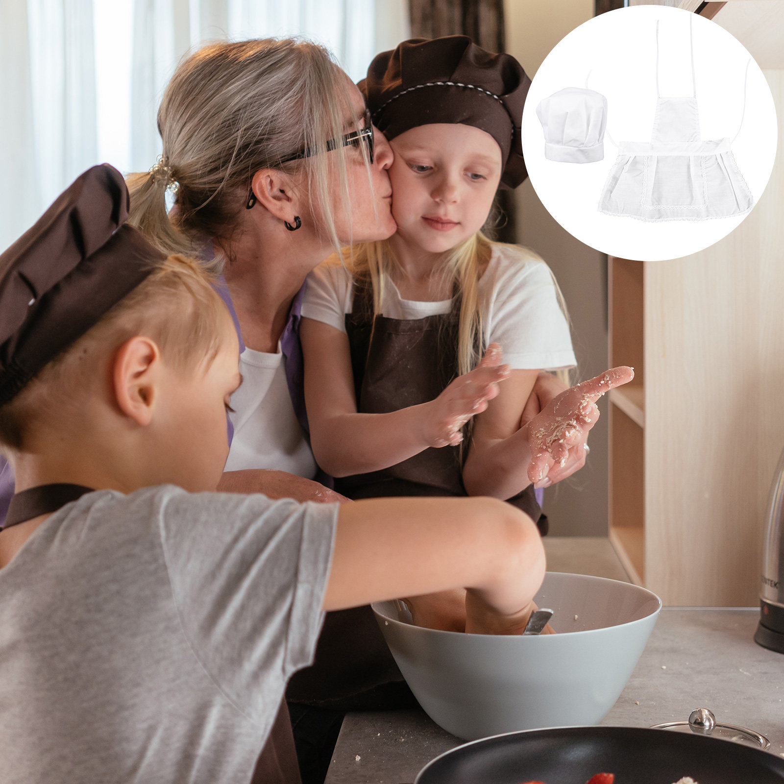 Kitchen Kids Baking Set - 1세트 어린이용 요리사 모자 및 앞치마