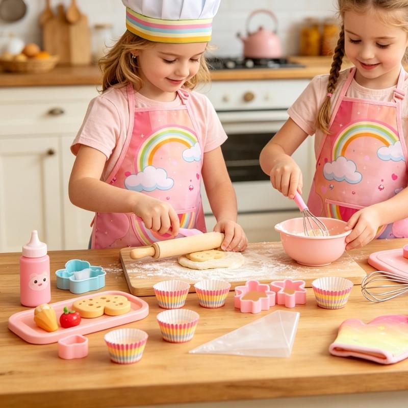 Kitchen Kids Baking Set - 장갑과 컵 받침으로 어린이 베이킹 앞치마