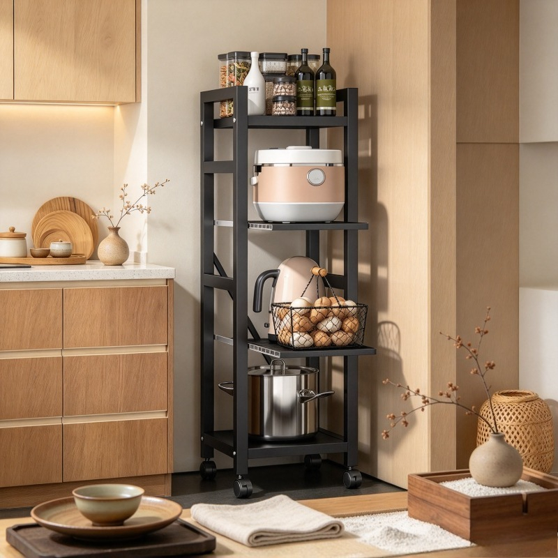 접이식 주방 선반, 바닥형 냄비 정리대, 다층형 공간  - Kitchen Baking Cart 리뷰 및 가격