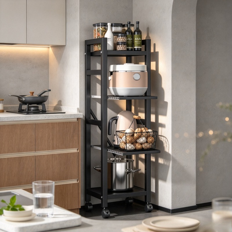 접이식 주방 선반, 바닥형 냄비 정리대, 다층형 공간  - Kitchen Baking Cart 리뷰 및 가격